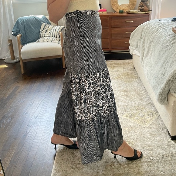 Anthropologie Bloomprint Wide Leg Pants Black Tan - Picture 3 of 10